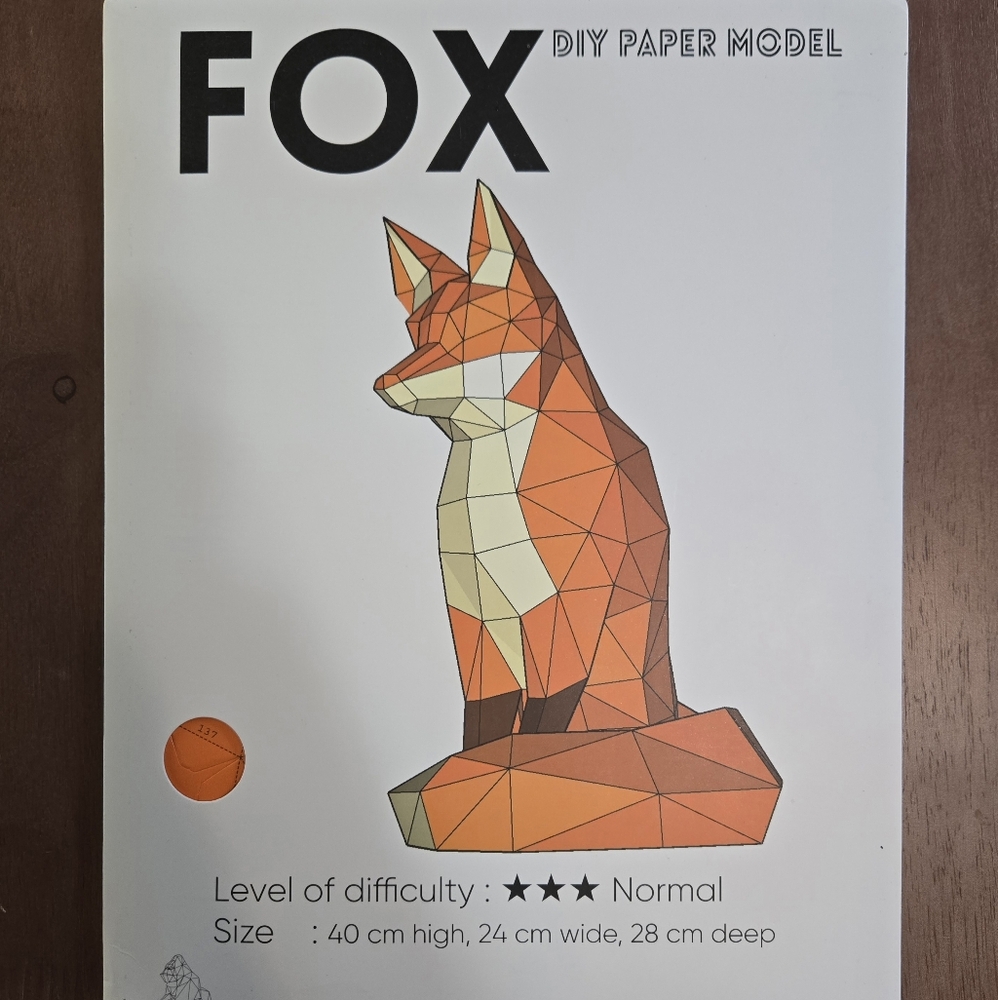 DIY Fox Paper Model Kit Folding Paper Puzzle Decor Art